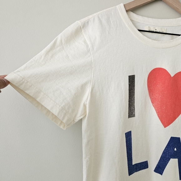 Imogene + Willie White I Love LA I Heart LA Short Sleeve Unisex T-Shirt - Picture 5 of 9